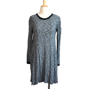MADEWELL Ribbed Tee Dress Gray Black Marled Long Sleeve Women's Medium Lagenlook